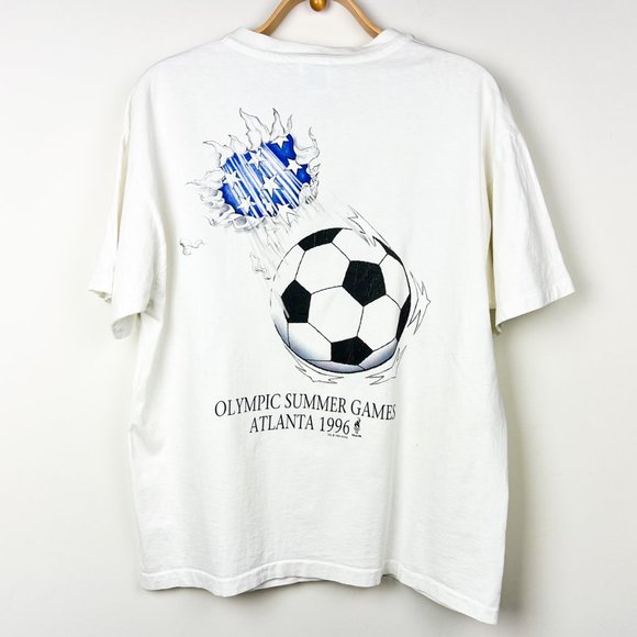 Vintage Atlanta 1996 Olympic Summer Soccer Games TShirt Men Sz XL Single Stitch - Picture 1 of 13